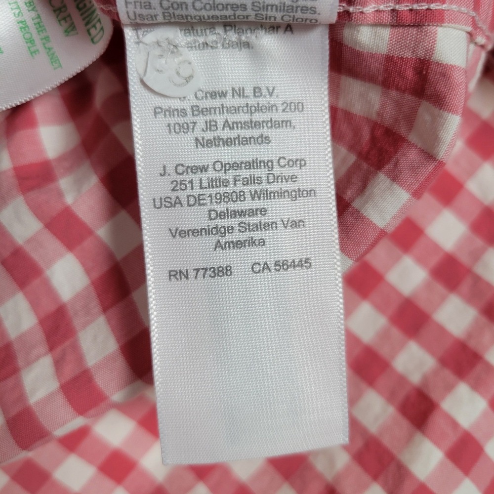 J.Crew Button Down Shirt Mens Medium Red/Pink Gingham Slim Untucked Flex Washed - Picture 10 of 14